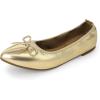 imageDREAM PAIRS Womens Foldable Flats Shoes Pointed Toe Ballet Flats Bowknot Comfort Slip on Dress ShoesGold