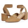 imageDREAM PAIRS Womens Nicholes Low Block Heel PumpsCamelSuede