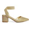 imageDREAM PAIRS Womens Nicholes Low Block Heel PumpsGoldGlitter
