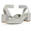imageDREAM PAIRS Womens Nicholes Low Block Heel PumpsSilverGlitter