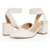 imageDREAM PAIRS Womens Nicholes Low Block Heel PumpsWhitePu