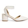 imageDREAM PAIRS Womens Nicholes Low Block Heel PumpsWhitePu