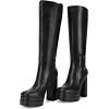 imageDREAM PAIRS Womens Platform Heeled Knee High Boots Long Chunky Tall Gogo Boots for FallBlack