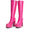 imageDREAM PAIRS Womens Platform Heeled Knee High Boots Long Chunky Tall Gogo Boots for FallHot Pinkpat