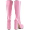 imageDREAM PAIRS Womens Platform Heeled Knee High Boots Long Chunky Tall Gogo Boots for FallPink