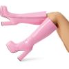 imageDREAM PAIRS Womens Platform Heeled Knee High Boots Long Chunky Tall Gogo Boots for FallPink