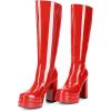 imageDREAM PAIRS Womens Platform Heeled Knee High Boots Long Chunky Tall Gogo Boots for FallRedpat