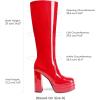 imageDREAM PAIRS Womens Platform Heeled Knee High Boots Long Chunky Tall Gogo Boots for FallRedpat