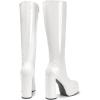 imageDREAM PAIRS Womens Platform Heeled Knee High Boots Long Chunky Tall Gogo Boots for FallWhitepat