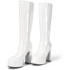 imageDREAM PAIRS Womens Platform Heeled Knee High Boots Long Chunky Tall Gogo Boots for FallWhitepat