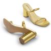 imageDREAM PAIRS Womens Square Open Toe Block Heels Two Strap Slip On High Heeled Slides SandalsGold