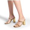 imageDREAM PAIRS Womens Square Open Toe Block Heels Two Strap Slip On High Heeled Slides SandalsGold