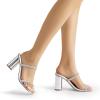 imageDREAM PAIRS Womens Square Open Toe Block Heels Two Strap Slip On High Heeled Slides SandalsSilverrhinestone
