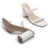 imageDREAM PAIRS Womens Square Open Toe Block Heels Two Strap Slip On High Heeled Slides SandalsWhite