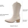 imageDREAM PAIRS Womens Square Toe Cowboy Mid Calf Western BootsBeige