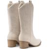 imageDREAM PAIRS Womens Square Toe Cowboy Mid Calf Western BootsBeige