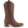 imageDREAM PAIRS Womens Square Toe Cowboy Mid Calf Western BootsBrownpu