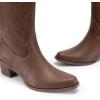 imageDREAM PAIRS Womens Square Toe Cowboy Mid Calf Western BootsBrownpu