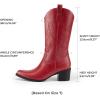 imageDREAM PAIRS Womens Square Toe Cowboy Mid Calf Western BootsRedpu