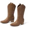imageDREAM PAIRS Womens Square Toe Cowboy Mid Calf Western BootsTan