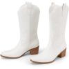 imageDREAM PAIRS Womens Square Toe Cowboy Mid Calf Western BootsWhitepu