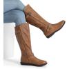 imageDREAM PAIRS Womens Wide Calf Knee High Faux FurLined Flat Fashion Winter Boots with Side ZipperTracewidecalfcamel