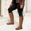 imageDREAM PAIRS Womens Wide Calf Knee High Faux FurLined Flat Fashion Winter Boots with Side ZipperTracewidecalfcamel