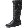 imageDREAM PAIRS Womens Wide Calf Knee High Faux FurLined Flat Fashion Winter Boots with Side ZipperWideCalfBlack