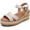 imageDREAM PAIRS Wedge Sandals for Women Espadrille Platform Sandals Open Toe Ankle Strap Low Wedges Heel Comfortable Sandals for SummerBeige