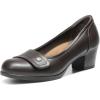 imageDREAM PAIRS Womens Chunky Comfortable Closed Toe Low Block Heels Work Round Toe Dress Wedding Adjustable Slip On Pumps ShoesBrown