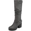 imageDREAM PAIRS Womens Chunky Heel Knee High Boots Side Zipper Round Toe Boots with Faux Fur LiningGrey