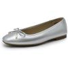 imageDREAM PAIRS Womens Flats Square Toe Ballet Flats Comfortable Casual Ballerina Flat Dress Shoes with Bow Suitable for Dressy Business Casual Work OfficeSilver