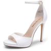 imageDREAM PAIRS Womens Heels High Stilettos Ankle Strap Sexy Comfort Dress Shoes Wedding Bridal Pumps SandalsWhite