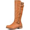 imageDREAM PAIRS Womens Knee High Boots Comfortable Riding Boots Side Zipper Fall Boots with BuckleCamel