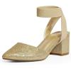 imageDREAM PAIRS Womens Nicholes Low Block Heel PumpsGoldGlitter