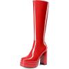 imageDREAM PAIRS Womens Platform Heeled Knee High Boots Long Chunky Tall Gogo Boots for FallRedpat