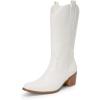 imageDREAM PAIRS Womens Square Toe Cowboy Mid Calf Western BootsWhitepu