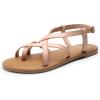 imageDREAM PAIRS Womens Strappy Flat SandalsNaturalpu
