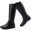 imageDREAM PAIRS Womens Wide Calf Knee High Faux FurLined Flat Fashion Winter Boots with Side ZipperBlack