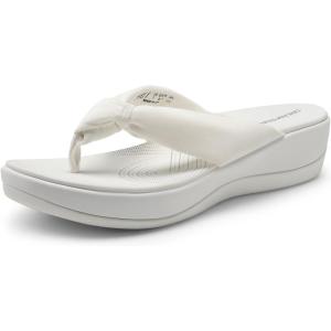imageDREAM PAIRS Platform Flip Flops for Women Cushioned Thong Sandals with Soft Eva Foam Insole Lightweight Lycra fabric Comfort Dressy Slides Slippers for Summer BeachWhite