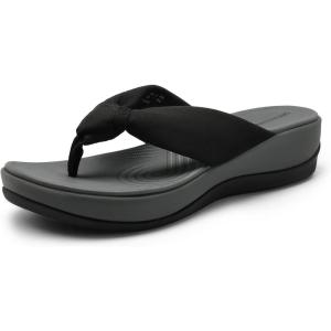 imageDREAM PAIRS Platform Flip Flops for Women Cushioned Thong Sandals with Soft Eva Foam Insole Lightweight Lycra fabric Comfort Dressy Slides Slippers for Summer BeachBlackGrey