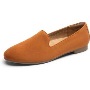 imageDREAM PAIRS Round Toe Flats for Women Dressy Comfortable SlipOn Dress Business Casual Office Work Shoes for WomenBrownsuede