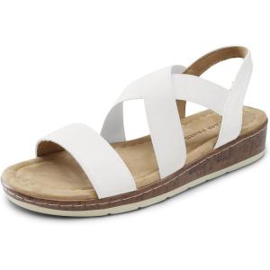imageDREAM PAIRS Womens Ankle Strap Low Wedge SandalsWhite