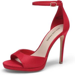 imageDREAM PAIRS Womens Heels High Stilettos Ankle Strap Sexy Comfort Dress Shoes Wedding Bridal Pumps SandalsRed