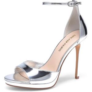 imageDREAM PAIRS Womens Heels High Stilettos Ankle Strap Sexy Comfort Dress Shoes Wedding Bridal Pumps SandalsSilver