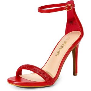 imageDREAM PAIRS Womens High Heels Flower Ankle Strap Stilettos Round Open Toe Dressy Sexy SandalsRedrhinestone