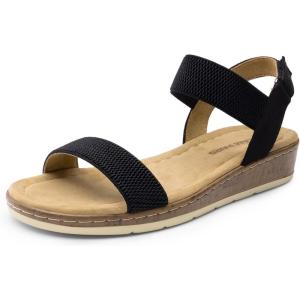 imageDREAM PAIRS Womens Low Wedge Casual SandalsBlack