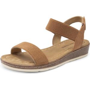 imageDREAM PAIRS Womens Low Wedge Casual SandalsCamel