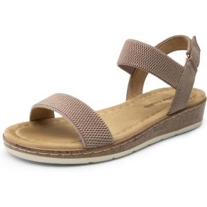 imageDREAM PAIRS Womens Low Wedge Casual SandalsTaupe