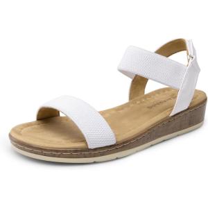 imageDREAM PAIRS Womens Low Wedge Casual SandalsWhite